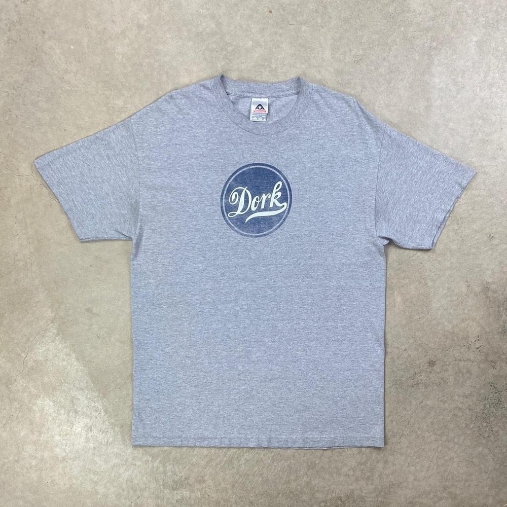 Vintage Dork Skate Shirt Size Large Gray Blue Funny Parody Skateboarding
